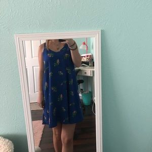 Tropical Dark Blue Flowy Dress // Size XS/S